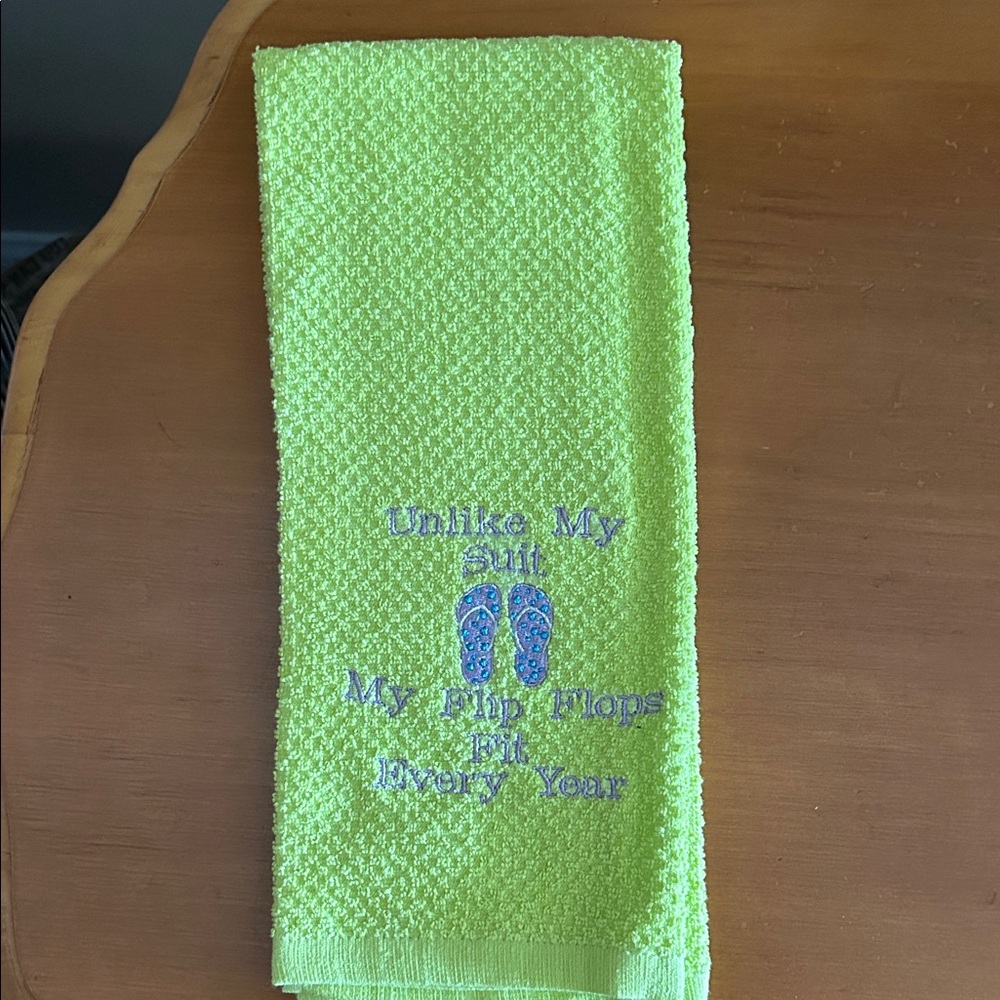 Green Embroidered Kitchen Towel